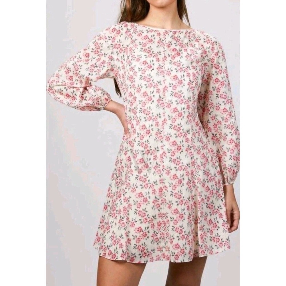 Rebecca Taylor Ikat Long Sleeves Floral Fleur Dress Women's Size XS Unlined Mini